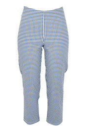 Product shot of the Check Cotton Pull On Pant in colour Blue (Blue), from the front