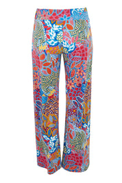 Product shot of the Printed Straight Leg Pull On Pant in colour Petalpop, from the back