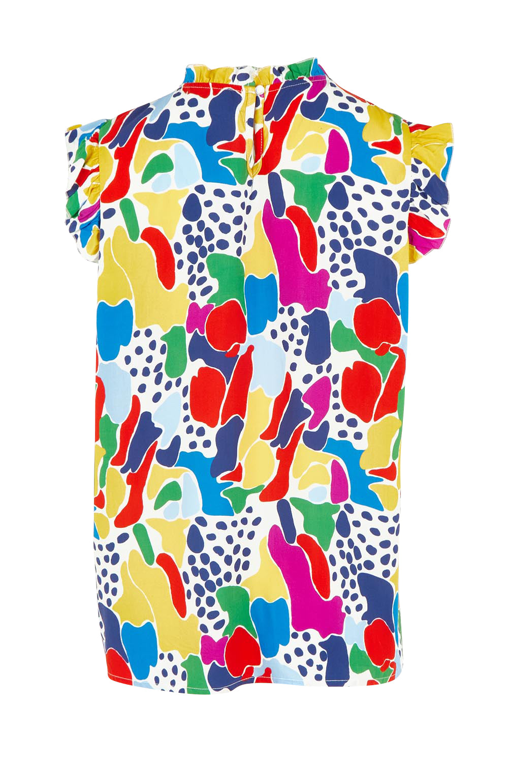 Product shot of the Frill Flutter Top in colour Jazzpop, from the back