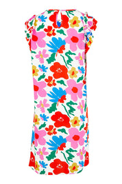 Product shot of the Printed Sleeveless Dress in colour Bloompop, from the back