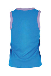 Product shot of the Cotton Blend Tank Top – Blue in colour Blue, from the back