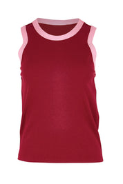 Product shot of the Cotton Blend Tank Top – Wine in colour Wine, from the front
