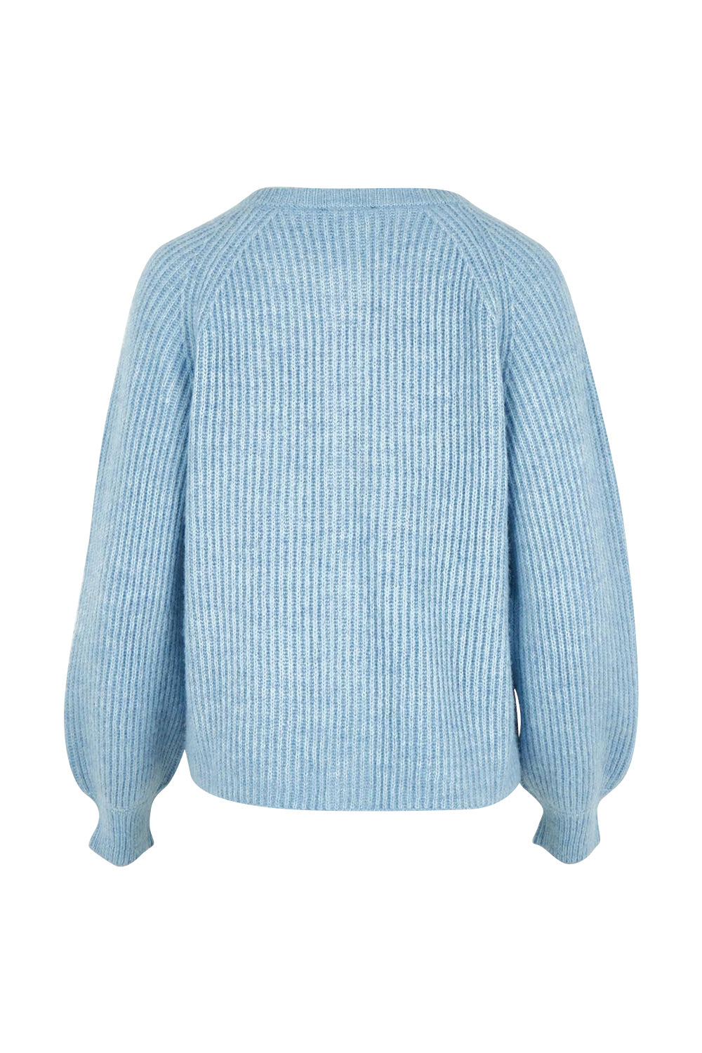 Product shot of the Wool Blend Ribbed Cardigan in colour Lightblue (Blue), from the back