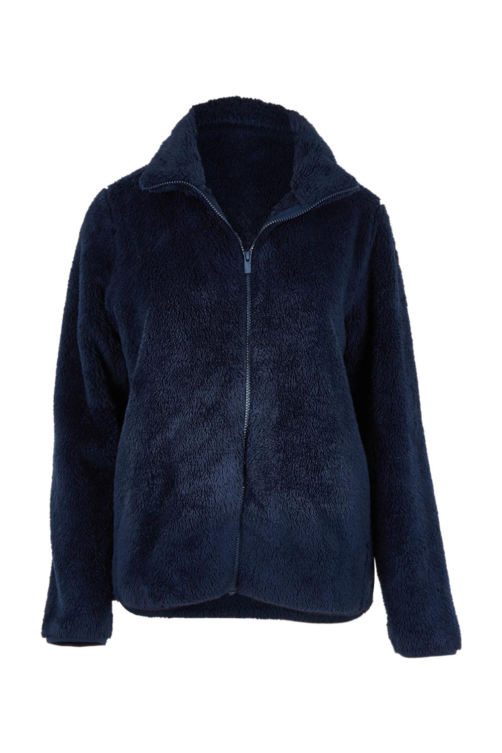 Product shot of the Fluffy Jacket - Navy in colour Navy, from the front