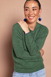 Wool Two Tone Jumper – Moss