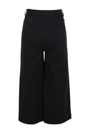 Product shot of the Cropped Denim Patch Pocket Jean – Black in colour Black, from the back