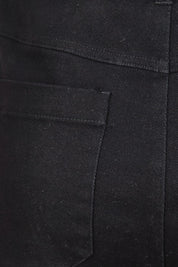 Product shot of the Cropped Denim Patch Pocket Jean – Black in colour Black, showing detail