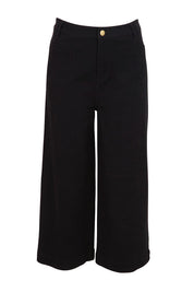 Product shot of the Cropped Denim Patch Pocket Jean – Black in colour Black, from the front