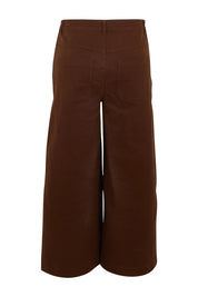 Product shot of the Cropped Denim Patch Pocket Jean in colour Chocolate, from the back