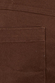 Product shot of the Cropped Denim Patch Pocket Jean in colour Chocolate, detail