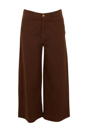 Product shot of the Cropped Denim Patch Pocket Jean in colour Chocolate, from the front