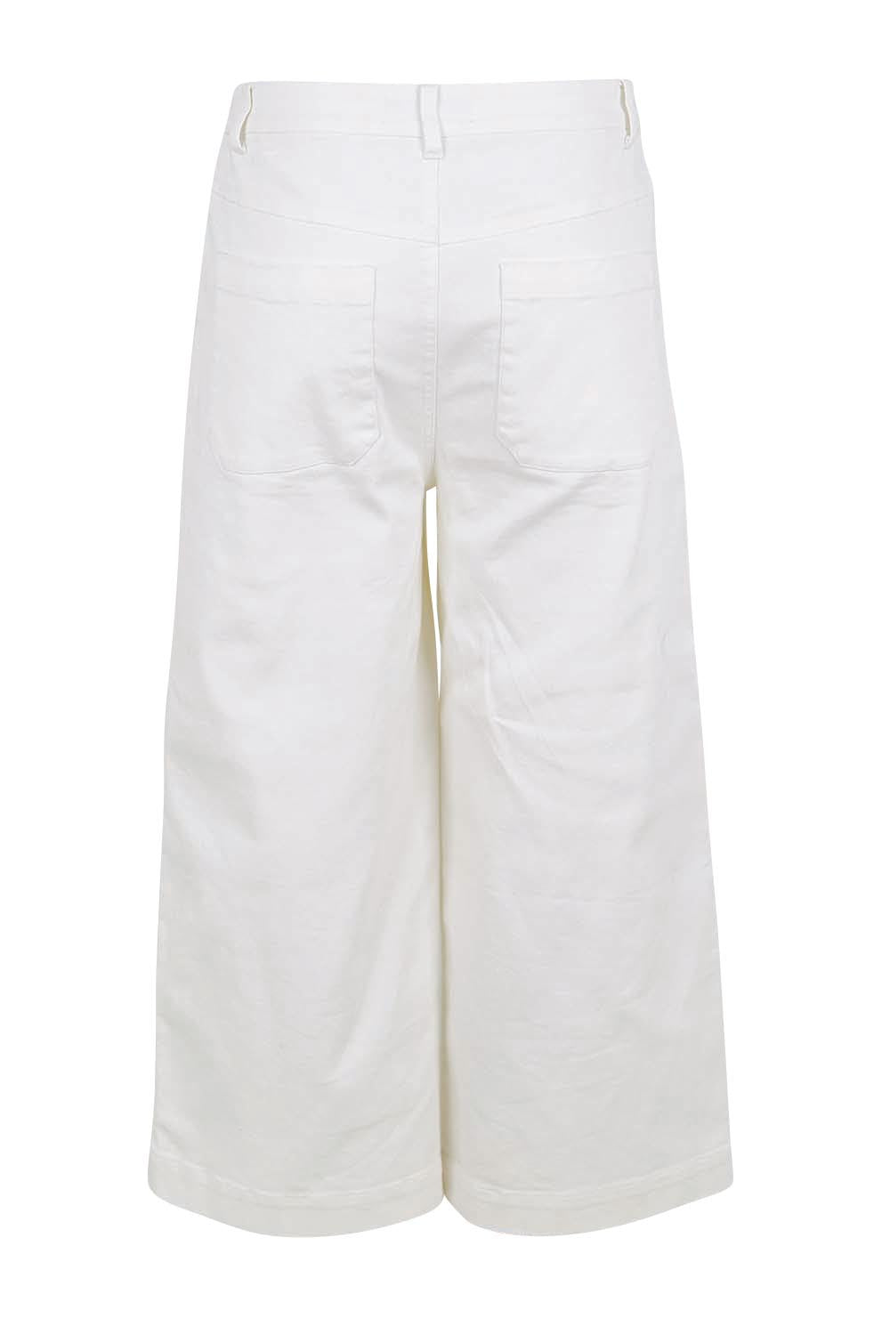 Product shot of the Cropped Denim Patch Pocket Jean – White in colour White, from the back