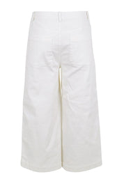 Product shot of the Cropped Denim Patch Pocket Jean – White in colour White, from the back