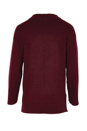Product shot of the Cotton Wool Cashmere Jumper – Burgundy in colour Burgundy, from the back