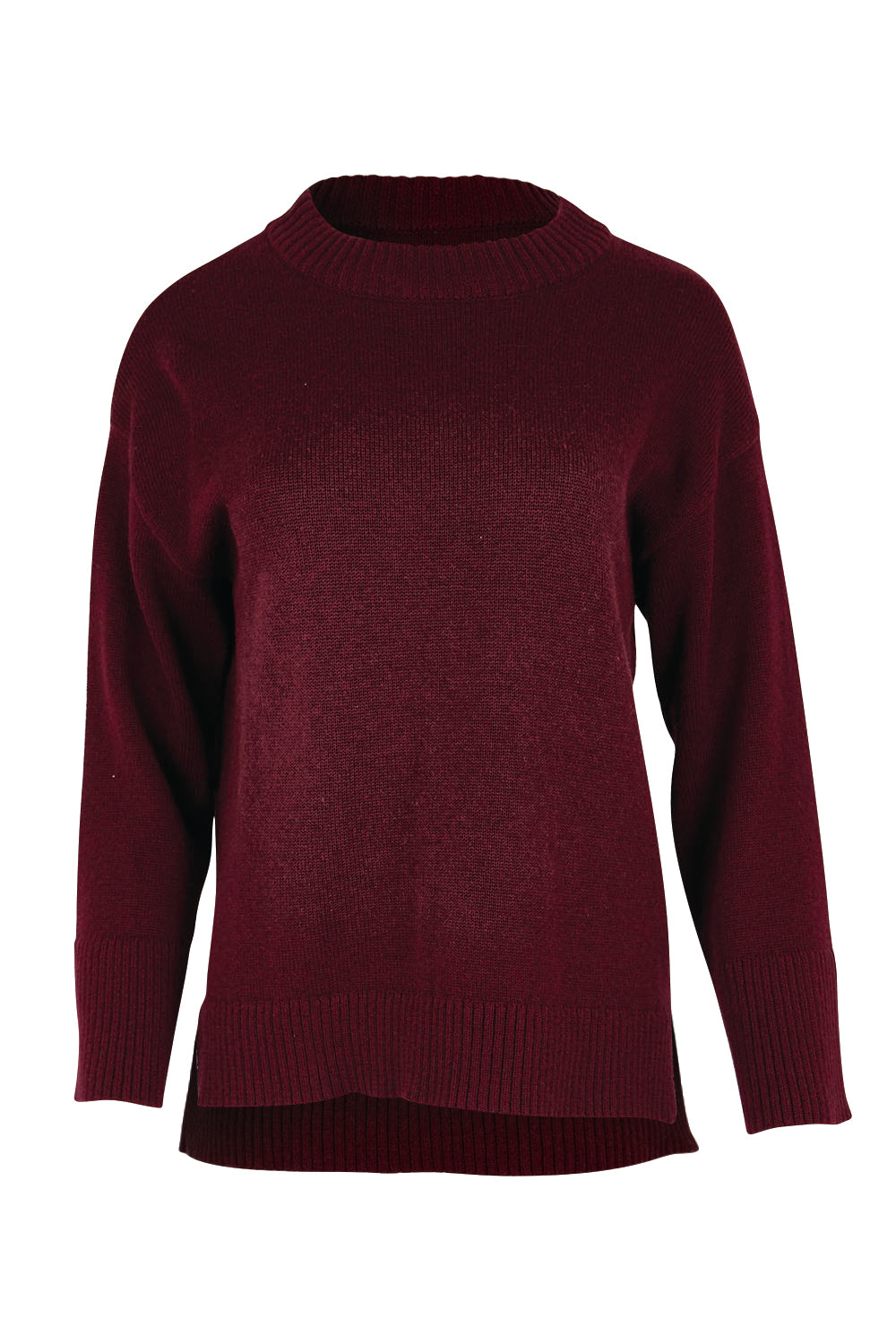 Product shot of the Cotton Wool Cashmere Jumper – Burgundy in colour Burgundy, from the front
