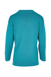 Product shot of the Cotton Wool Cashmere Jumper – Teal in colour Teal, from the back