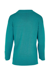 Product shot of the Cotton Wool Cashmere Jumper – Teal in colour Teal, from the back