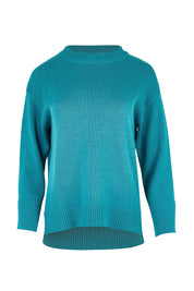 Product shot of the Cotton Wool Cashmere Jumper – Teal in colour Teal, from the front