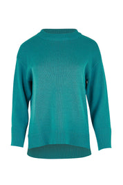 Product shot of the Cotton Wool Cashmere Jumper – Teal in colour Teal, from the front