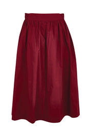 Product shot of the Cotton Blend Midi Skirt – Burgundy in colour Burgundy, from the front