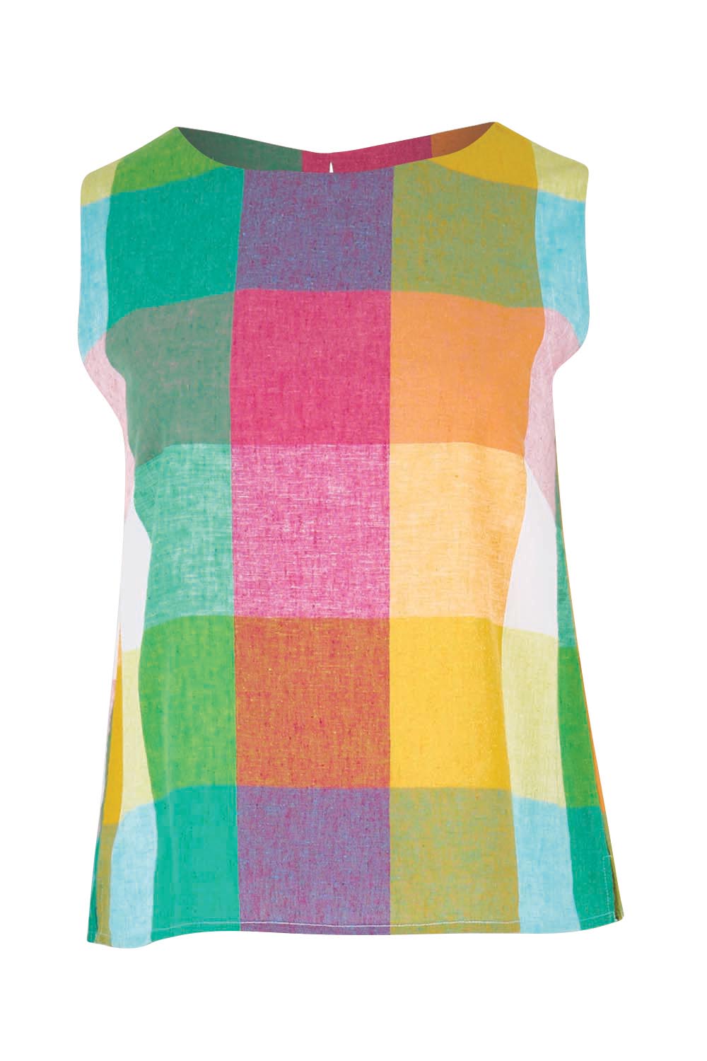 Product shot of the Yarn Dyed Cotton Tank – Multicheck in colour Multicheck, from the front