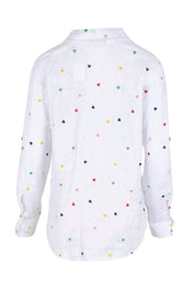 Product shot of the Linen Embroided Shirt – White in colour White, from the back