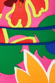 Product shot of the Printed Faux Wrap Dress in colour Floriade (Pink), detail