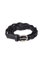 Product shot of the Carol Genuine Leather Belt in colour Black (Black), from the front