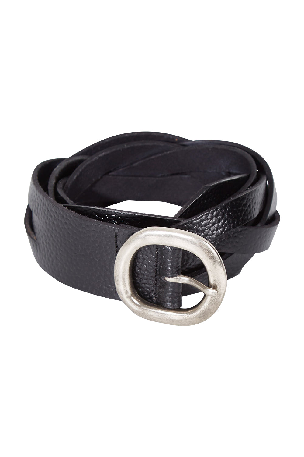 Product shot of the Louise Genuine Leather Belt in colour Black (Black), from the front