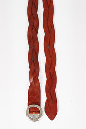 A model wearing size S of the Louise Genuine Leather Belt in colour Tan, from the front, showing the whole outfit