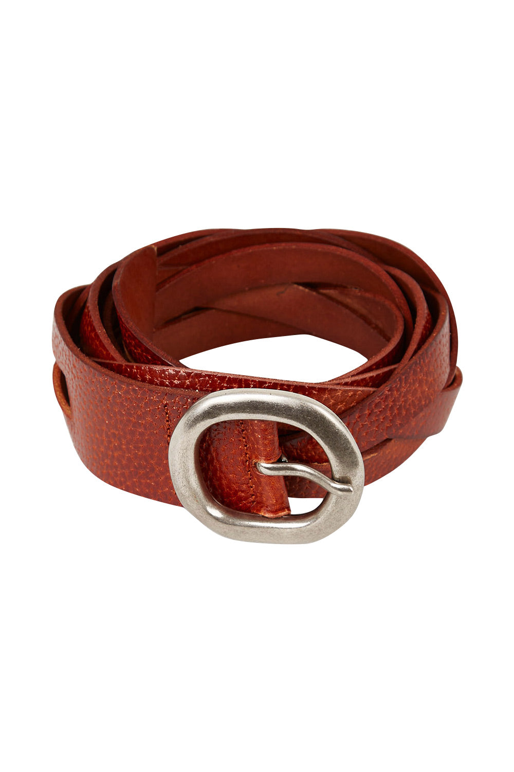 Product shot of the Louise Genuine Leather Belt in colour Tan, from the front