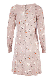 Product shot of the Dropped Flounce Dress in colour Petals, from the back