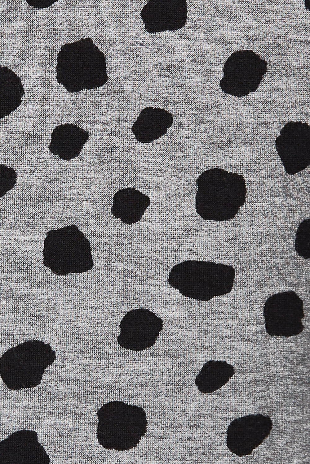 Product shot of the Wrap Dress in colour Dots (Grey), detail