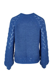 Product shot of the Floral Knit Sweater in colour Ampblue (Blue), from the back