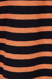 Product shot of the 3/4 Sleeve Breton in colour Amberstrip (Black), detail
