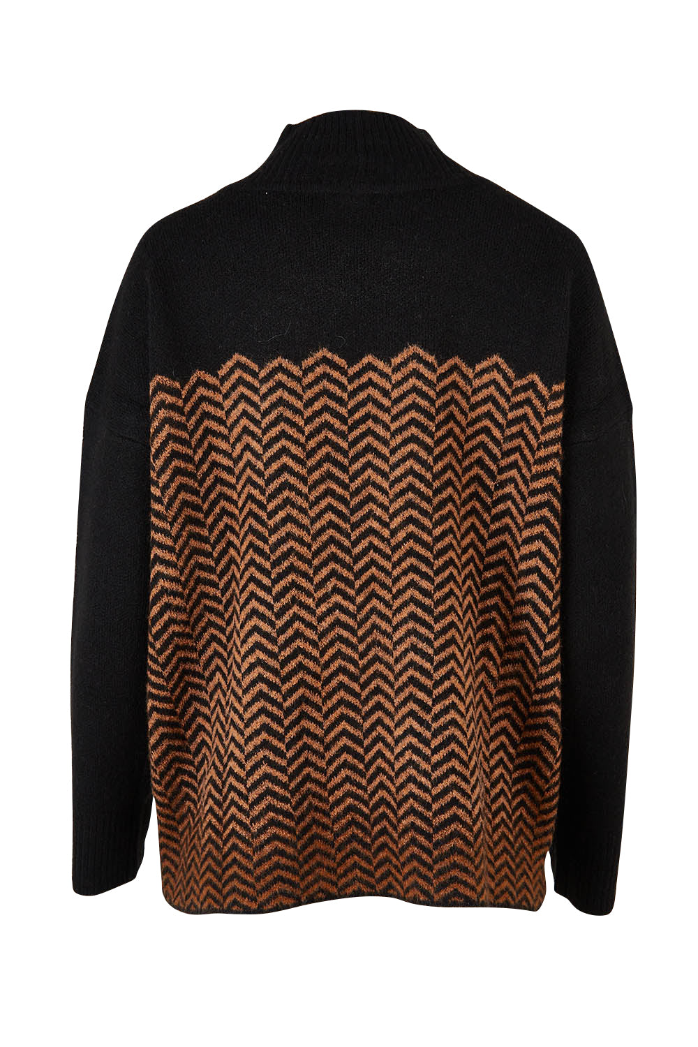 Product shot of the Mock Neck Tunic in colour Herrbone, from the back