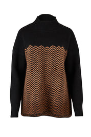 Product shot of the Mock Neck Tunic in colour Herrbone, from the front