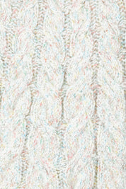Product shot of the Dylan Cable Knit Sweater in colour Rainbow, detail