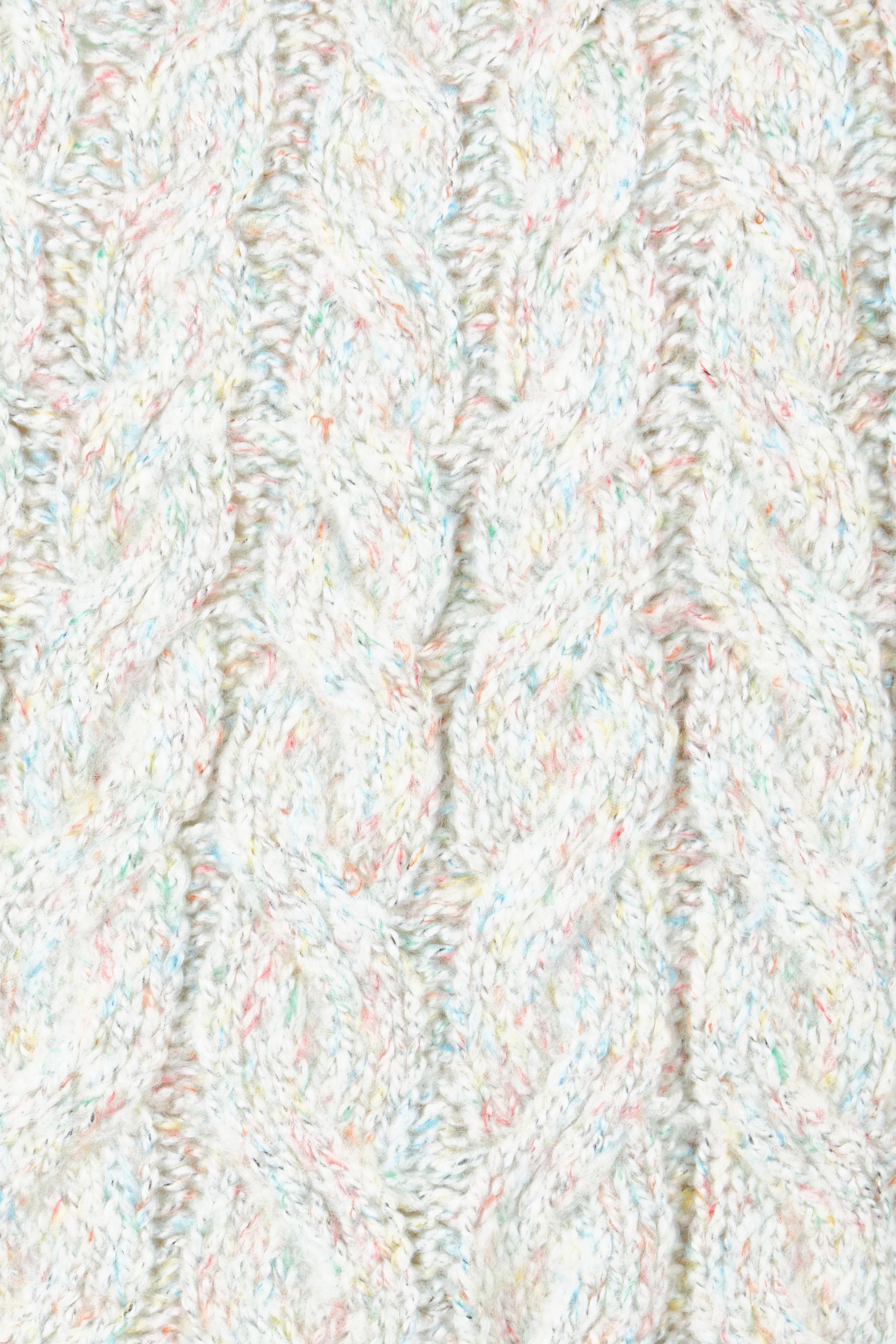 Product shot of the Dylan Cable Knit Sweater in colour Rainbow, detail