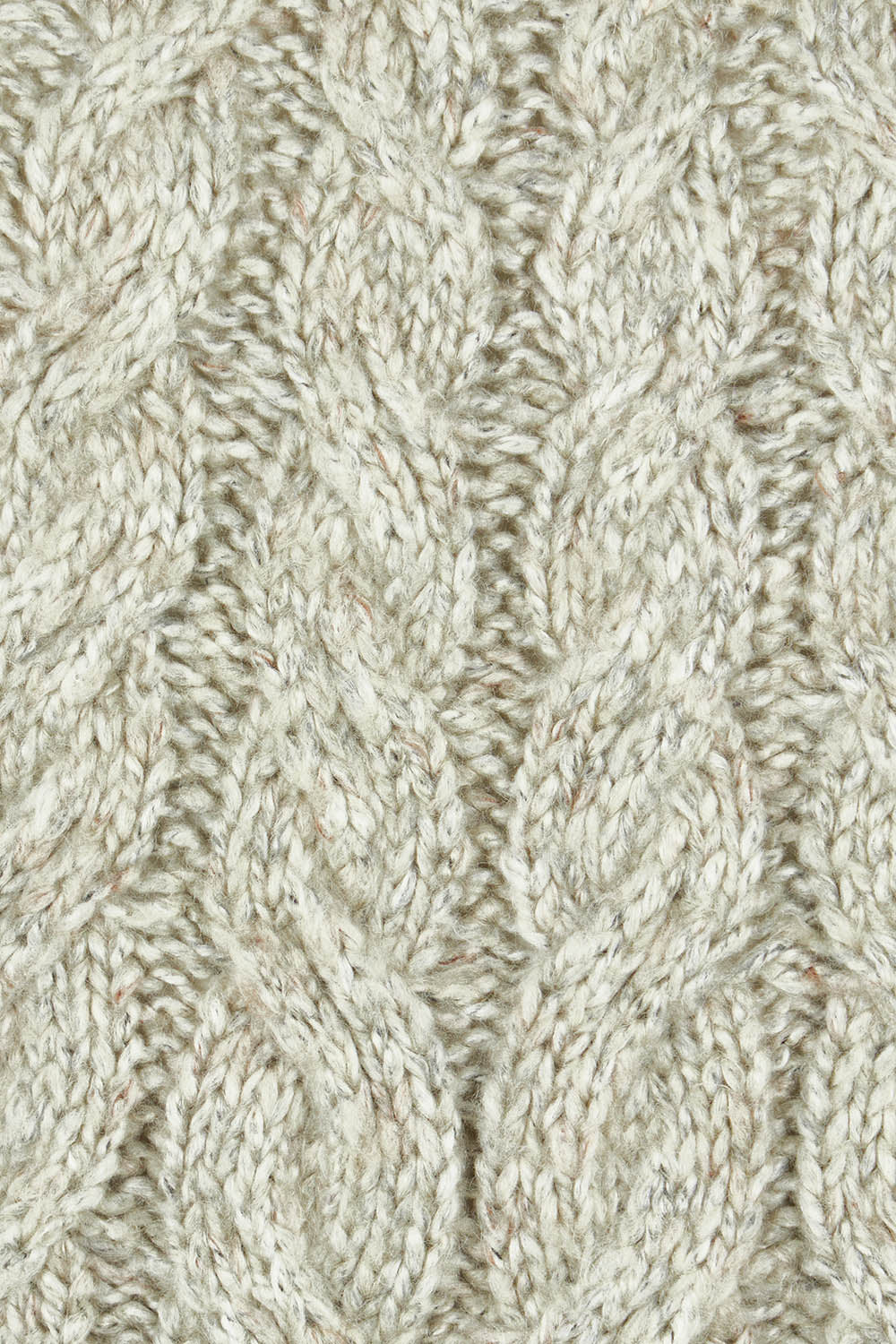 Product shot of the Dylan Cable Knit Sweater in colour Moss (Green), detail
