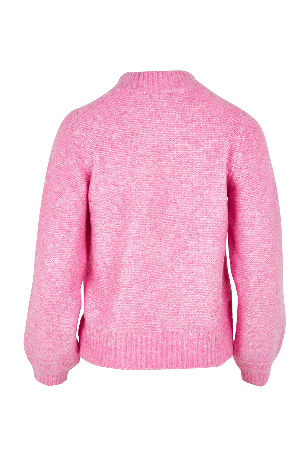 Product shot of the Petal Cable Knit Sweater in colour Raspberry (Pink), from the back