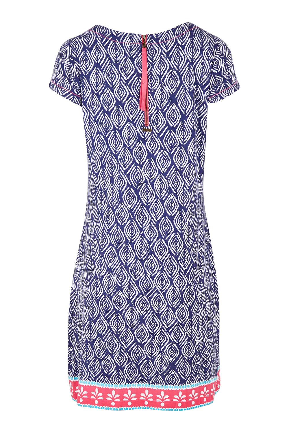 Product shot of the Nellie Dress in colour Ripples (Blue), from the back