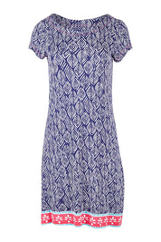 Product shot of the Nellie Dress in colour Ripples (Blue), from the front