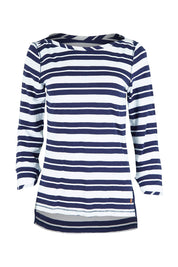 Product shot of the Breton 3/4 Sleeve Tee in colour Breaker (Blue), from the front
