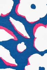 Product shot of the Bella Dress in colour Flowers (Blue), detail