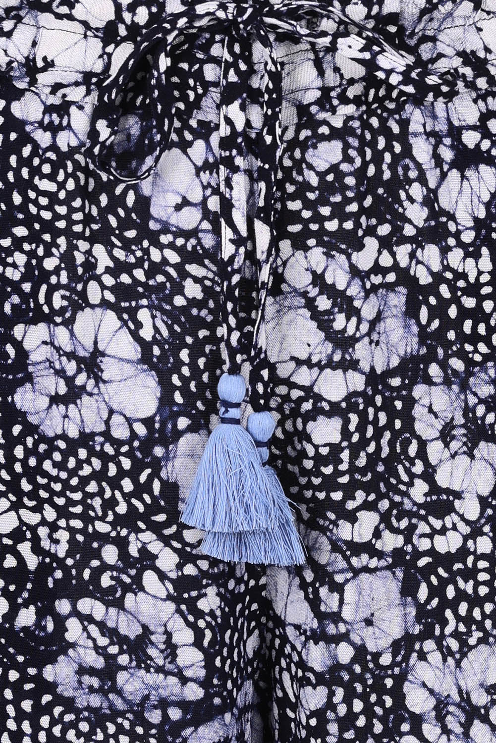 Product shot of the Cassie Pants in colour Floral (Blue), detail