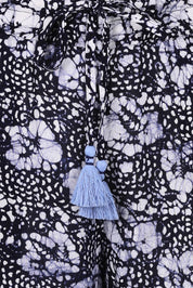 Product shot of the Cassie Pants in colour Floral (Blue), detail
