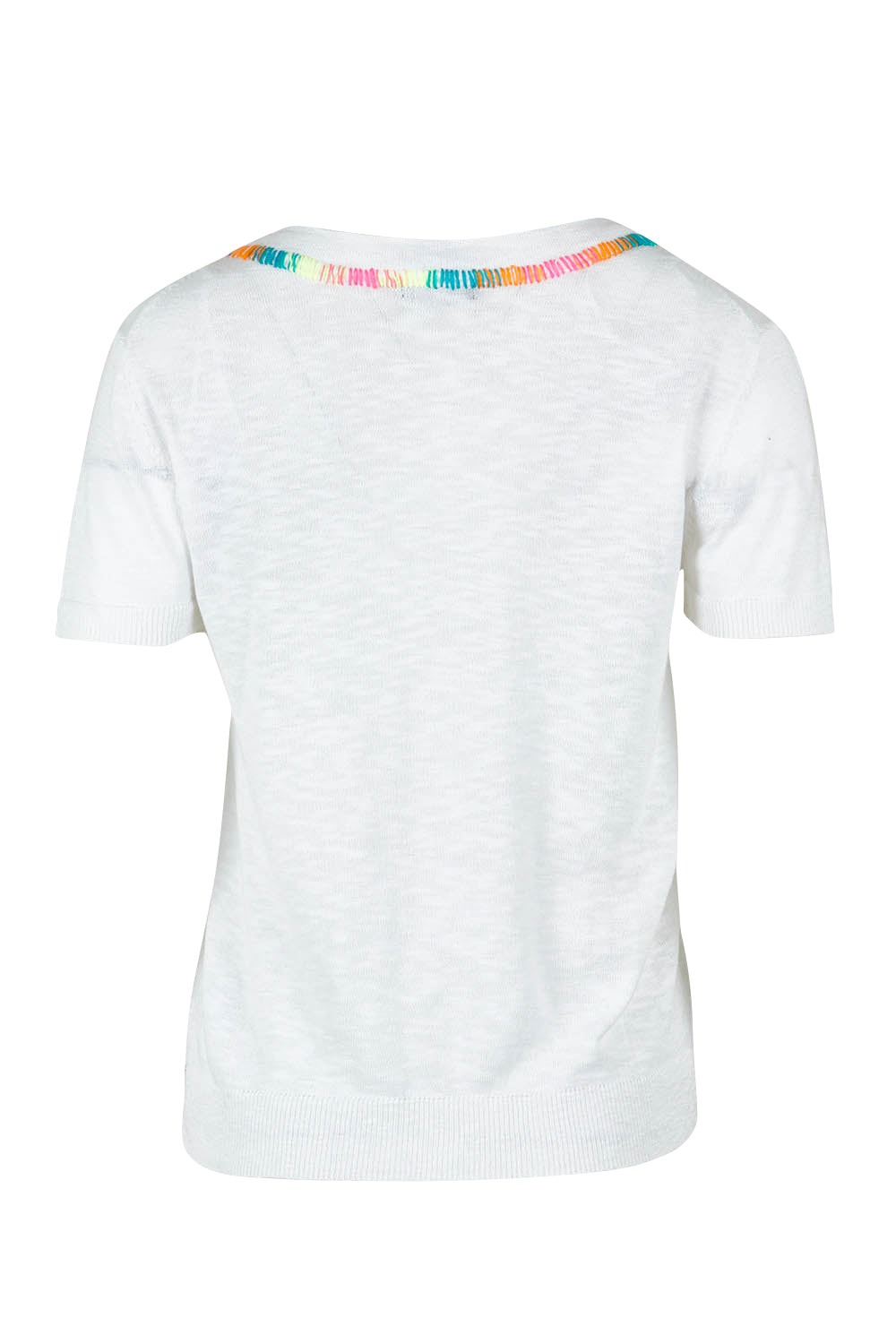 Product shot of the Simone Cotton Blend Knit Tee in colour White (White), from the back