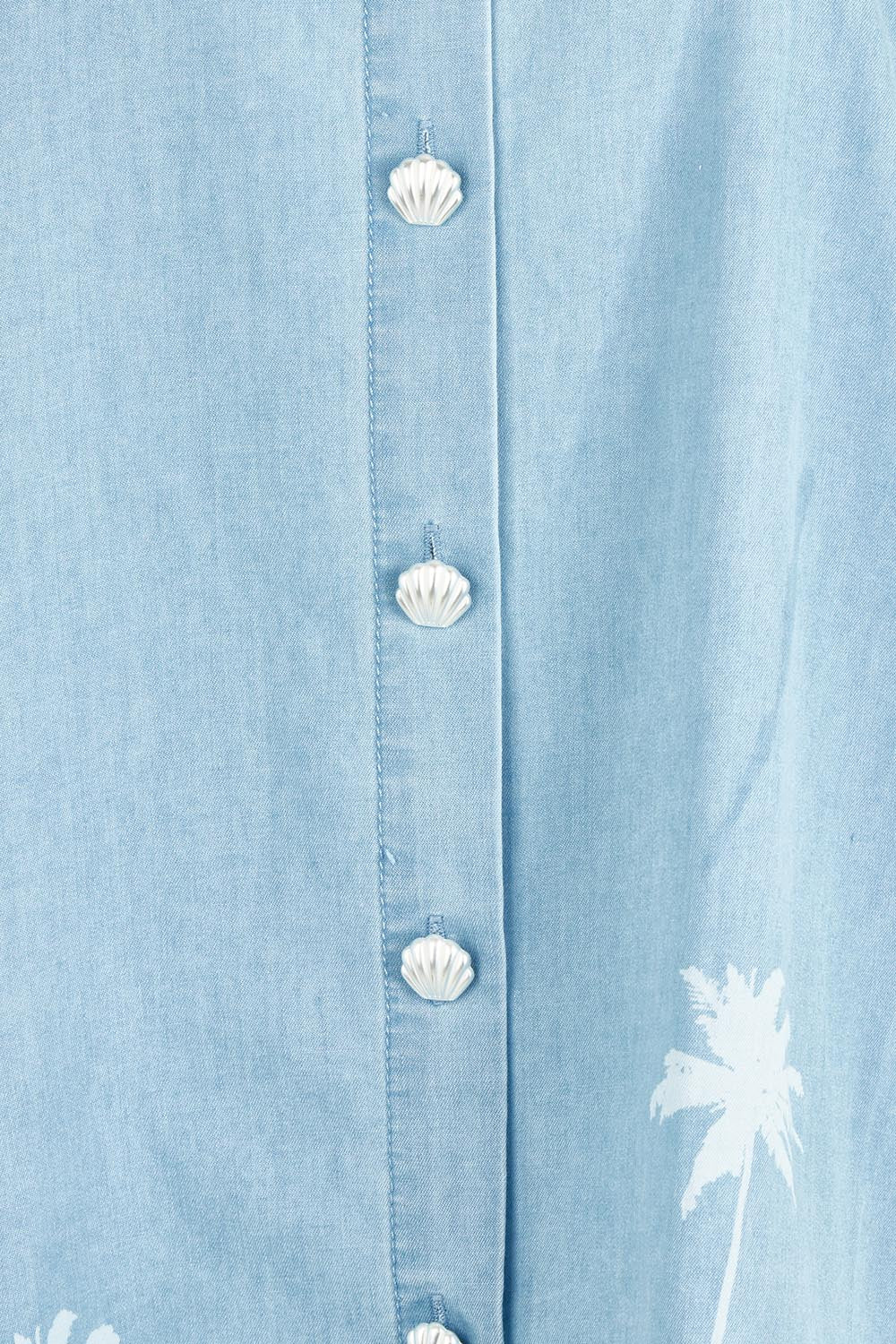 Product shot of the Montego Denim Shirt in colour Safira (Blue), detail