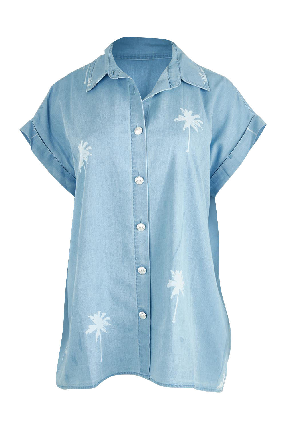 Product shot of the Montego Denim Shirt in colour Safira (Blue), from the front